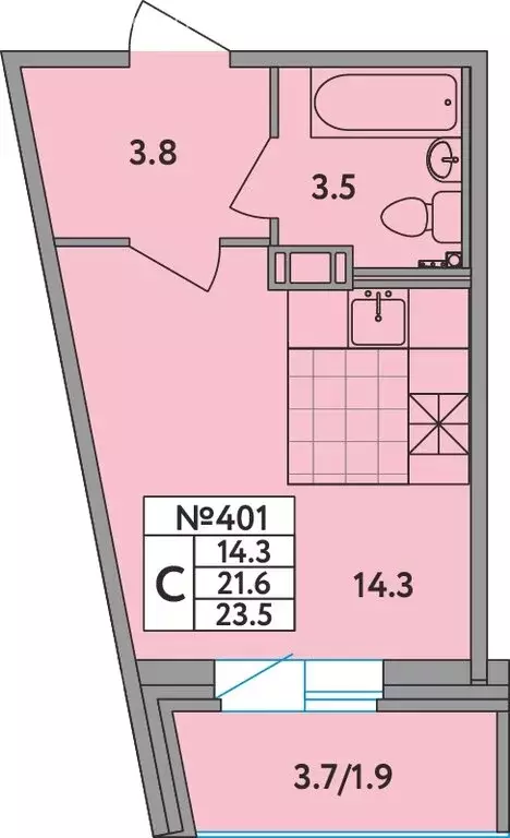 Квартира-студия: Новое Девяткино, Главная улица, 2 (23.5 м) - Фото 1