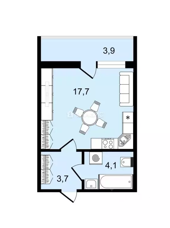 Квартира, студия, 25.5 м - Фото 0