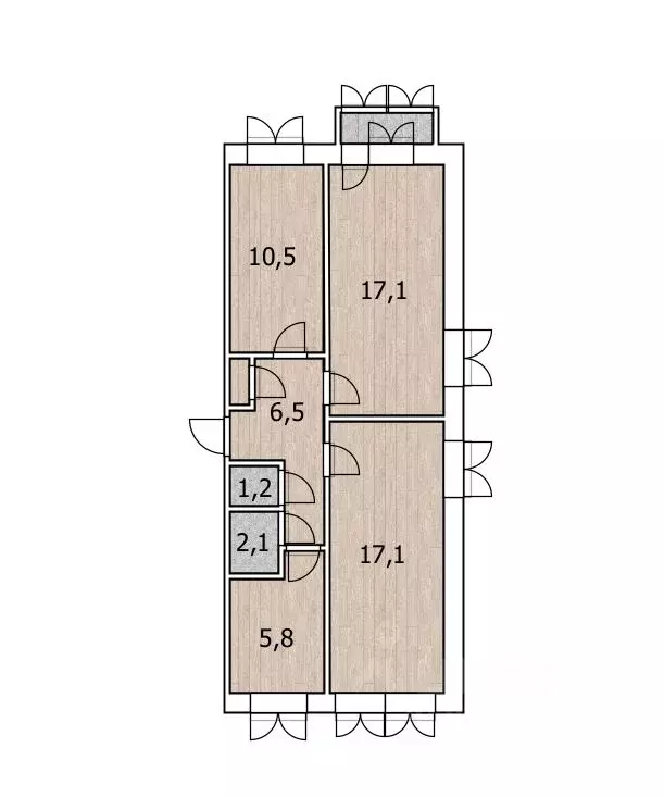 3-к кв. башкортостан, уфа кольцевая ул, 138/1 (60.9 м) - Фото 1