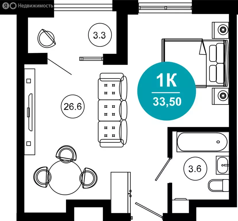 1-комнатная квартира: Сочи, улица Ленина, 280А (33.5 м) - Фото 0