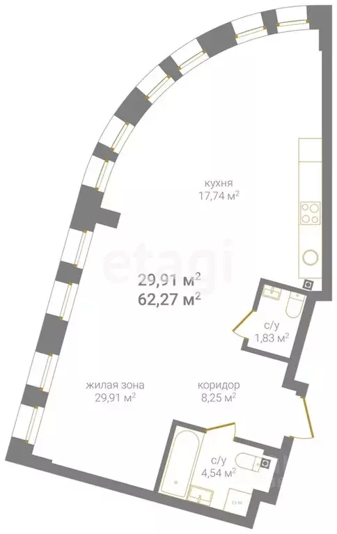 2-к кв. Нижегородская область, Нижний Новгород ул. Максима Горького, ... - Фото 1