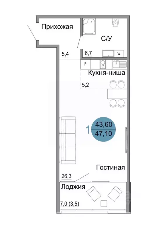 1-к кв. Крым, Керчь Белый город жилой комплекс (37.4 м) - Фото 0