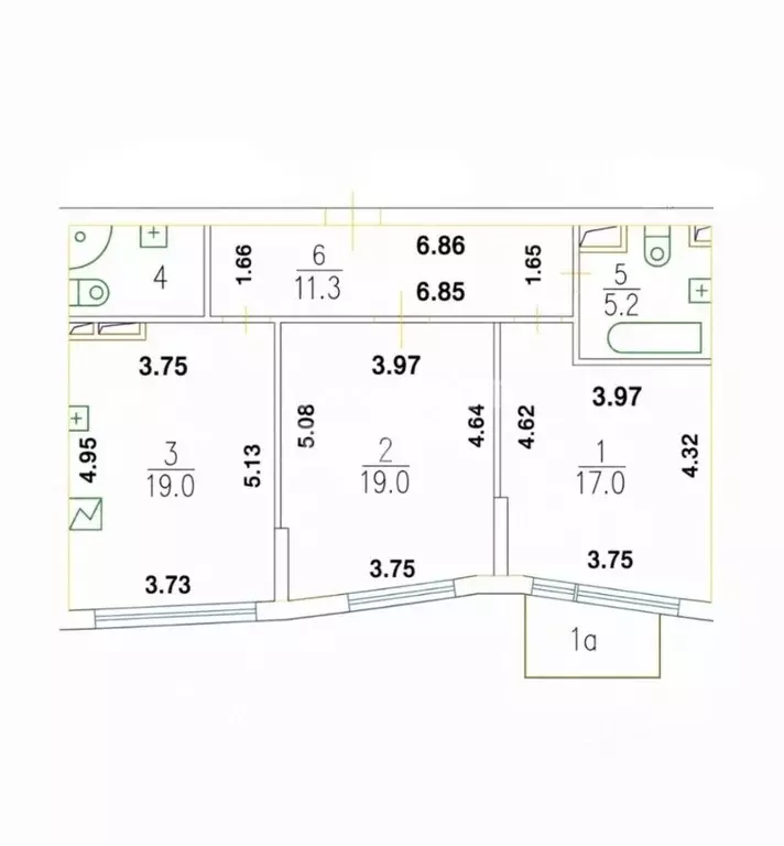 2-к кв. Москва просп. Маршала Жукова, 43к5 (75.5 м) - Фото 2