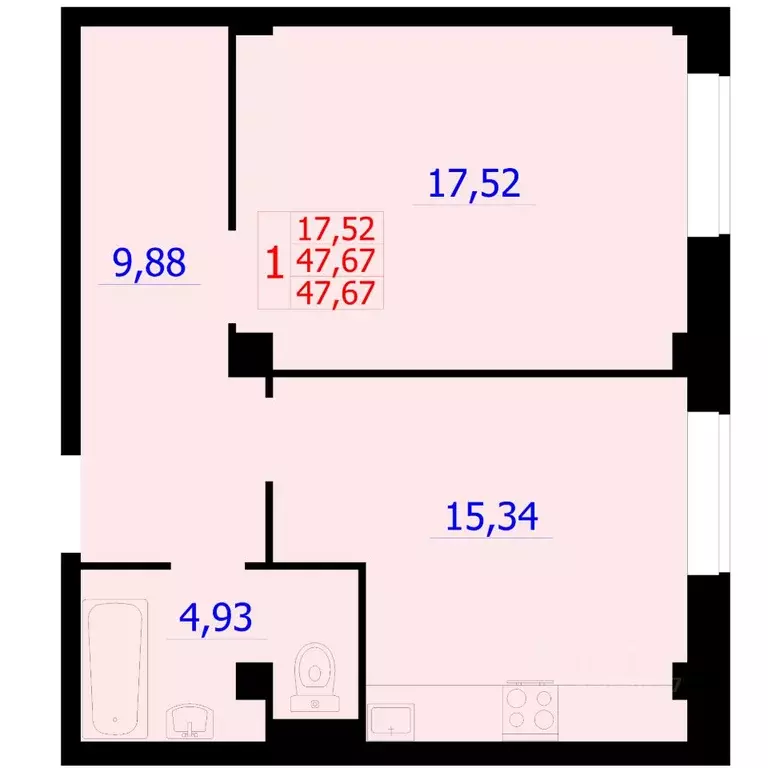 1-к кв. Красноярский край, Красноярск Северное ш. (47.67 м) - Фото 0