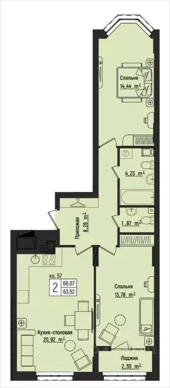 2-к кв. Нижегородская область, Нижний Новгород Литературная ул., 5 ... - Фото 1