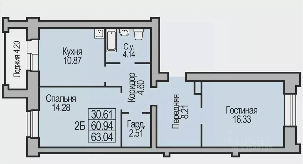 2-к кв. Новосибирская область, Бердск Южный мкр,  (63.04 м) - Фото 0