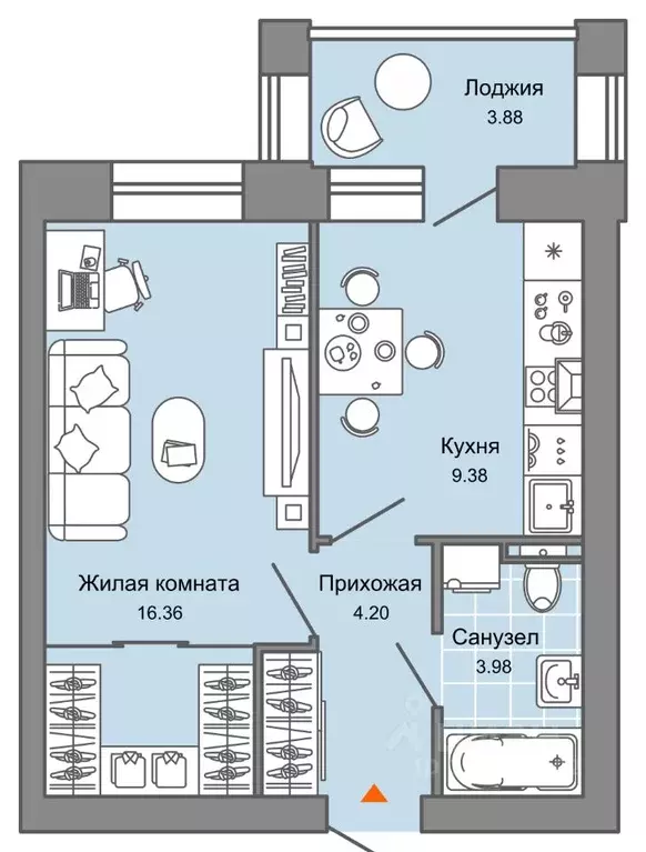 1-к кв. Кировская область, Киров Знак жилой комплекс (36.0 м) - Фото 0