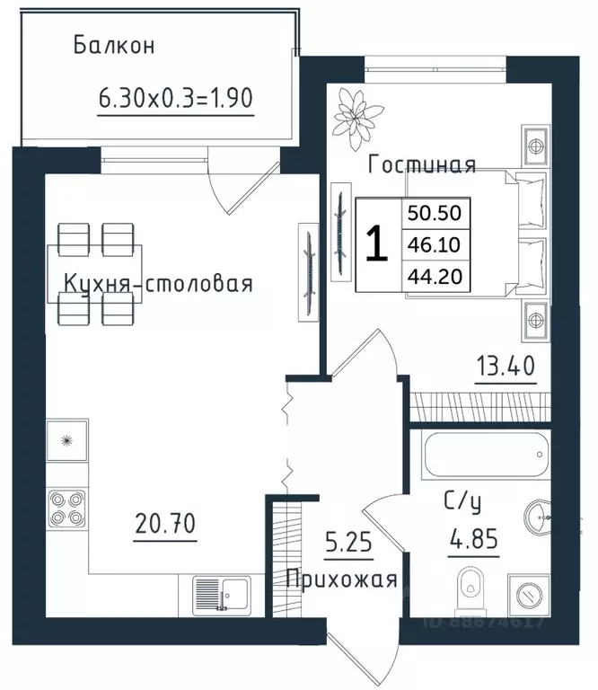 1-к кв. Калининградская область, Янтарный пгт Янтарные Сезоны жилой ... - Фото 1