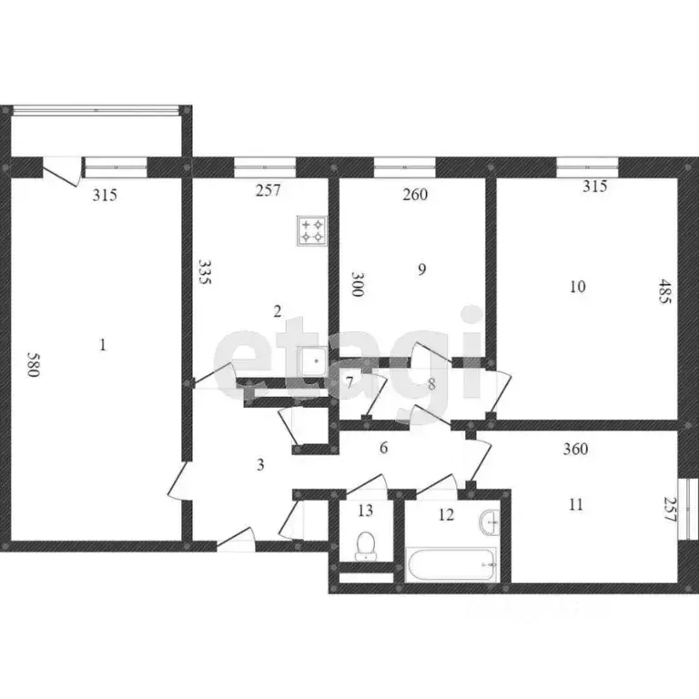 4-к кв. Белгородская область, Белгород ул. Щорса, 38 (70.6 м) - Фото 2