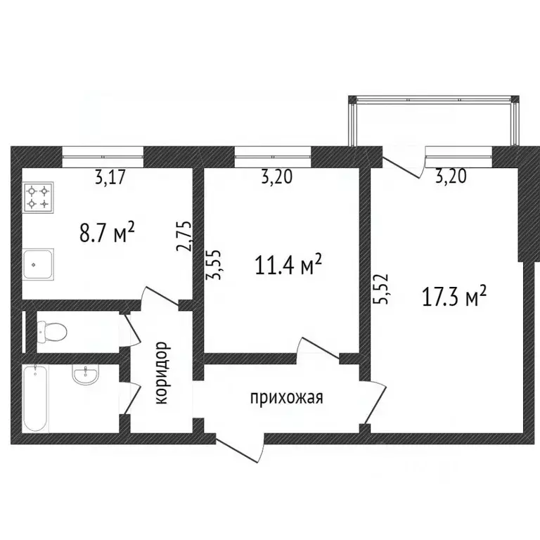 2-к кв. Белгородская область, Белгород ул. Губкина, 6 (47.1 м) - Фото 1