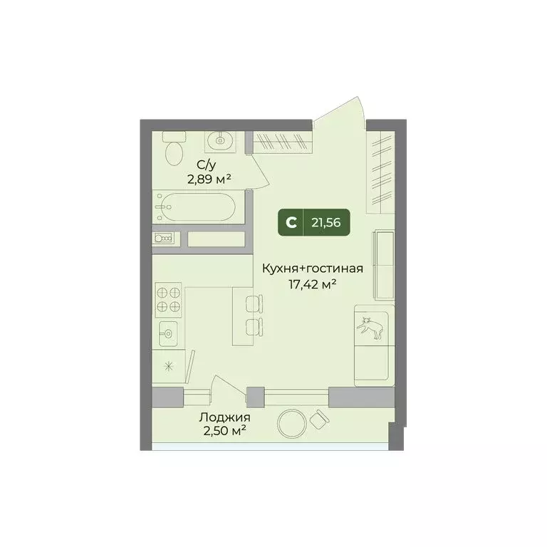 Квартира-студия: Краснодар, улица Шевцова, 6 (21.56 м) - Фото 0