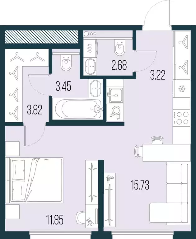 1-комнатная квартира: Санкт-Петербург, ЖК Новая Земля (39.9 м) - Фото 1