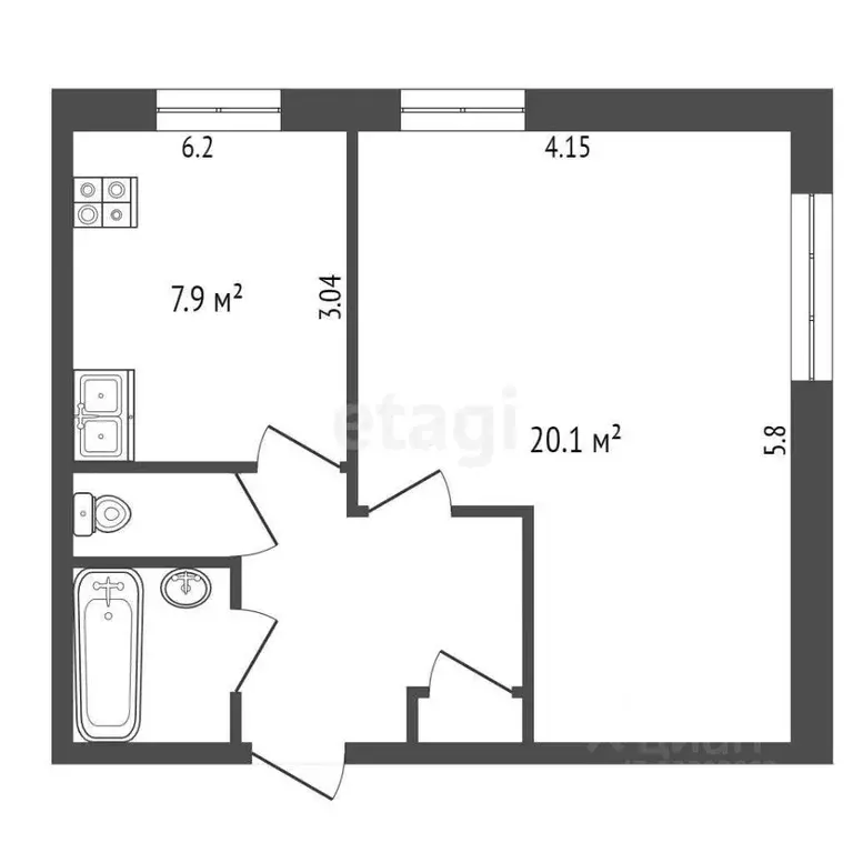 1-к кв. Ханты-Мансийский АО, Сургут ул. Лермонтова, 11/1 (39.0 м) - Фото 1