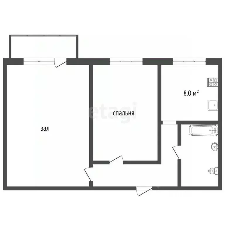 2-к кв. Камчатский край, Елизово Звездная ул., 8 (44.1 м) - Фото 2