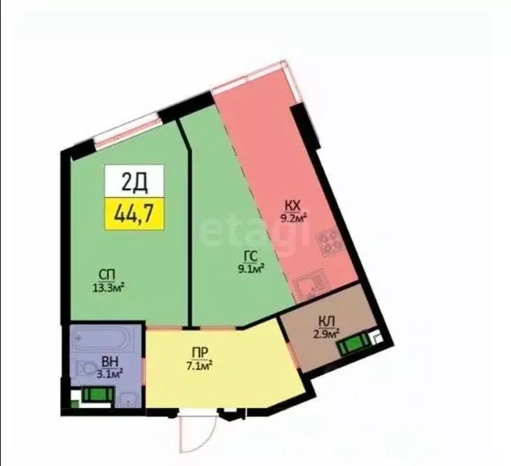 2-к кв. Москва пос. Коммунарка, ул. Бачуринская, 11Ак1 (45.4 м) - Фото 2