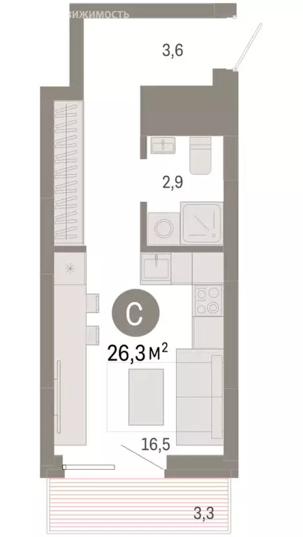 Квартира-студия: Екатеринбург, жилой район Эльмаш, Механический ... - Фото 2