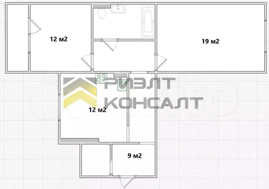 2-к. квартира, 61 м, 8/10 эт. - Фото 0