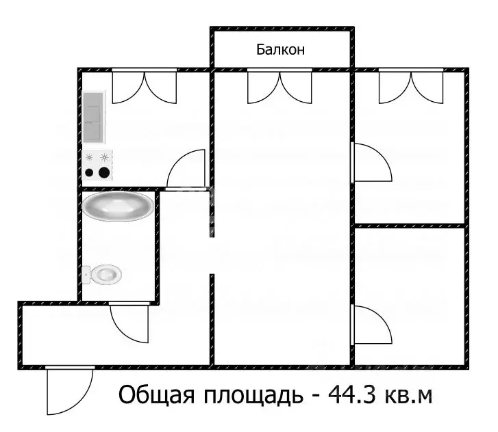 2-к кв. Саратовская область, Саратов ш. Ново-Астраханское, 37 (44.3 м) - Фото 1