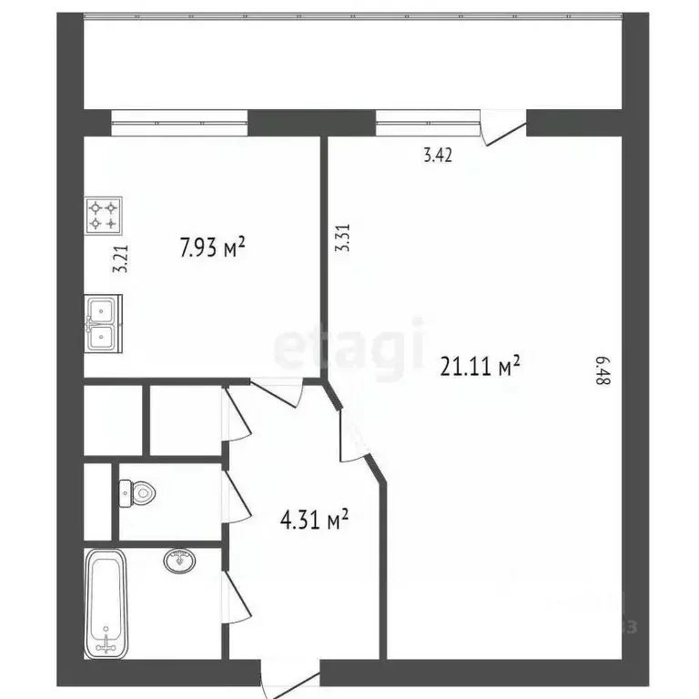 1-к кв. Санкт-Петербург Бестужевская ул., 33К2 (37.0 м) - Фото 1