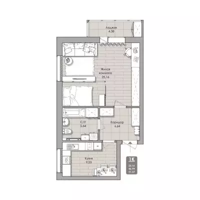 1-комнатная квартира: Новосибирск, Автогенная улица, 75 (51.37 м) - Фото 0