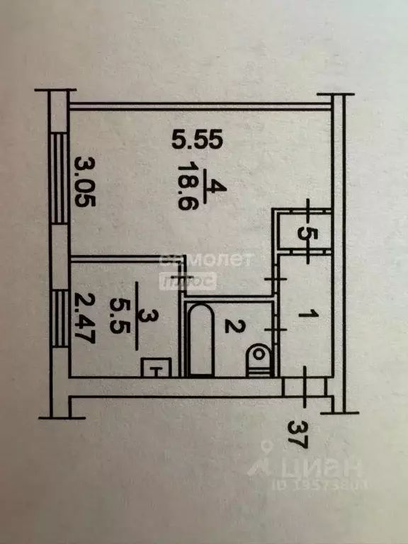1-к кв. Томская область, Томск Карский пер., 35 (30.8 м) - Фото 1