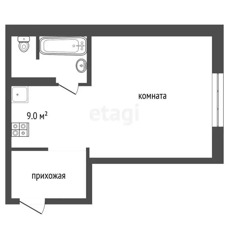 Квартира-студия: Кемерово, улица Ворошилова, 36А (35.1 м) - Фото 0