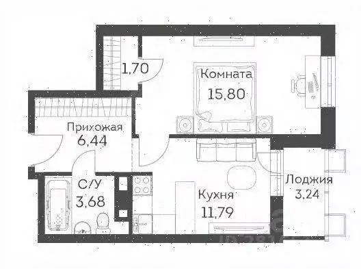 1-к кв. Москва Муравская ул., 46к4 (42.4 м) - Фото 2