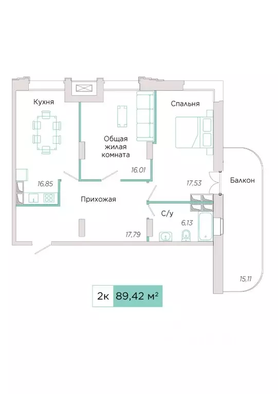 2-к кв. Самарская область, Тольятти 10-й кв-л,  (89.42 м) - Фото 0