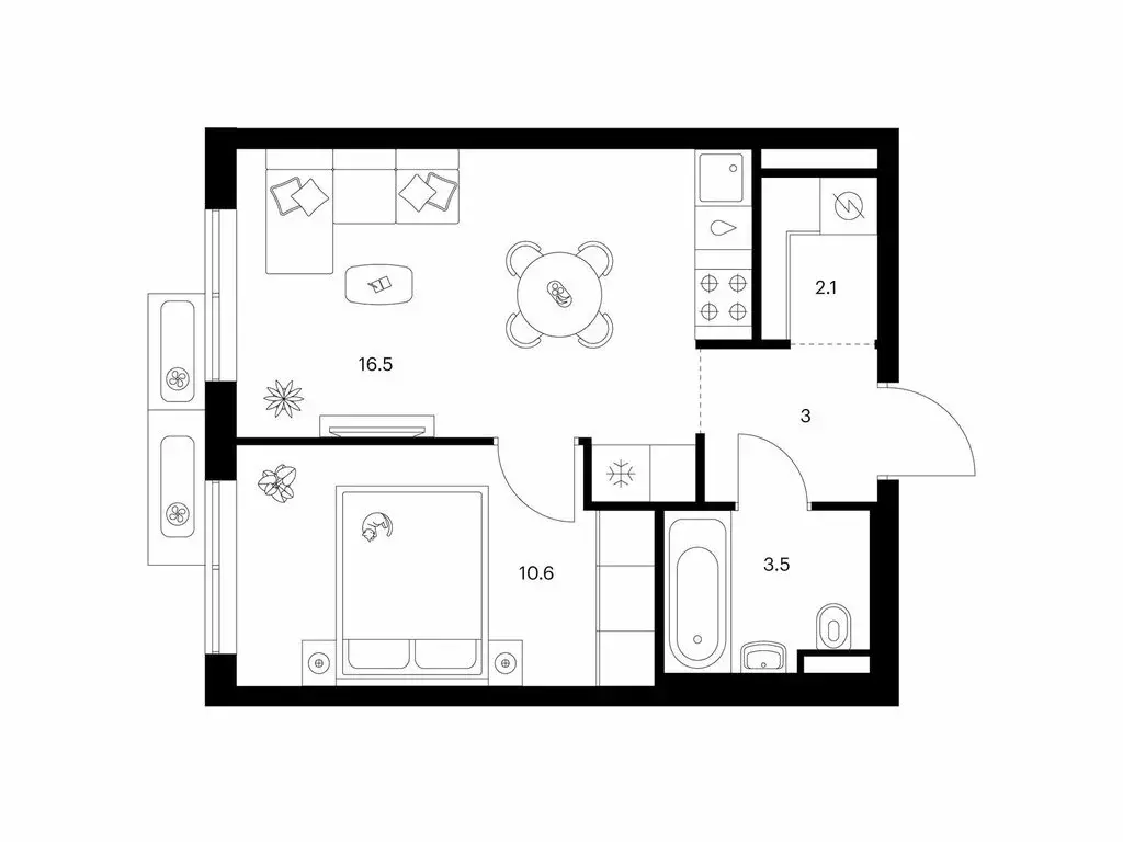 1-комнатная квартира: Москва, НАО, район Коммунарка, квартал № 7 (35.7 ... - Фото 1