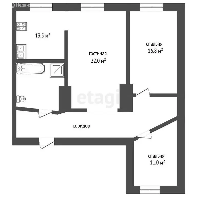 3-комнатная квартира: Новокузнецк, проспект Металлургов, 14 (80.1 м) - Фото 1