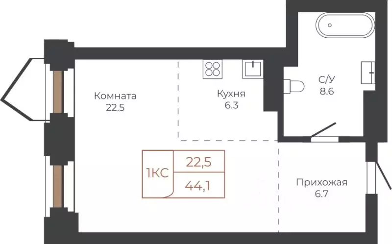 1-к кв. Алтайский край, Барнаул пл. Баварина, 8к2 (44.1 м) - Фото 0