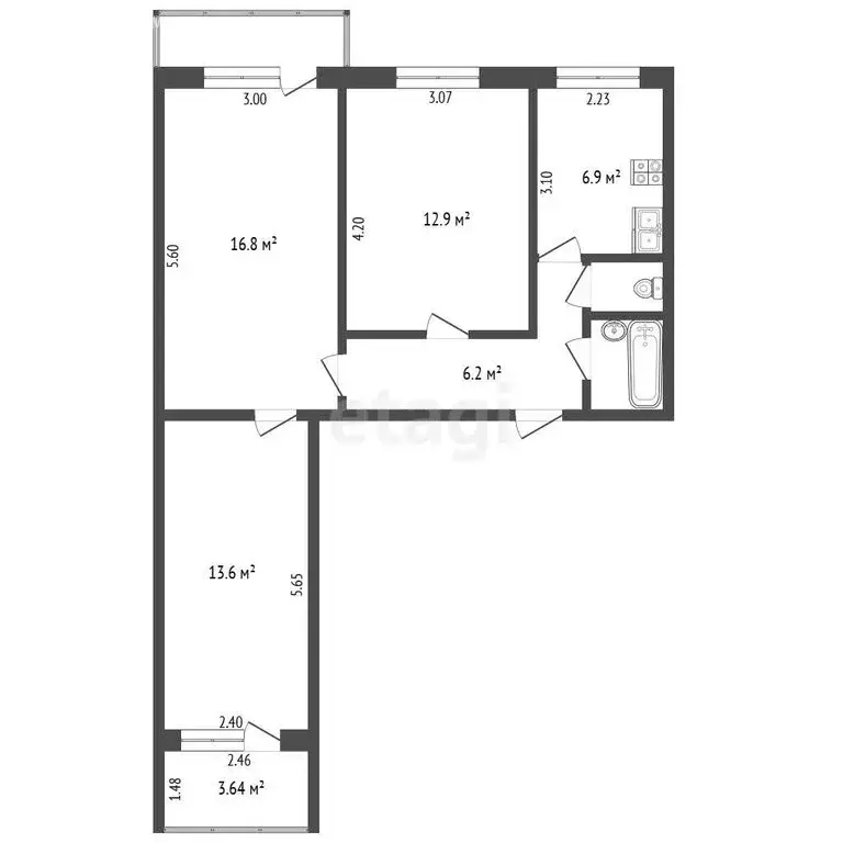 3-комнатная квартира: Омск, микрорайон Городок Нефтяников, улица 22 ... - Фото 1