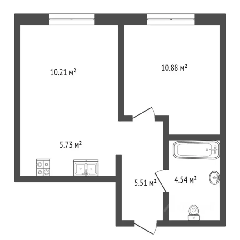 1-к кв. Тюменская область, Тюмень ул. Краснооктябрьская, 4к1 (36.9 м) - Фото 2