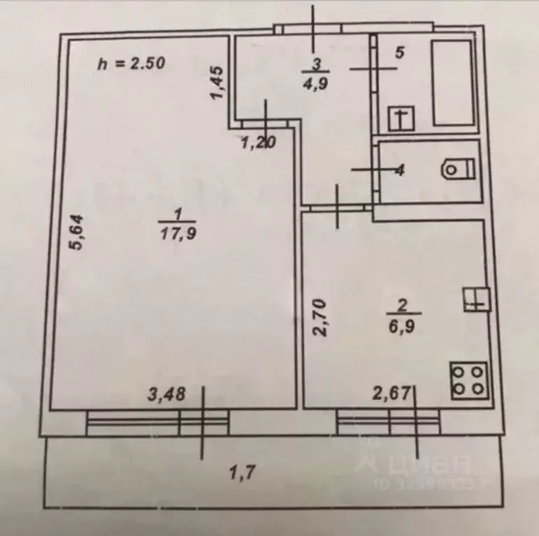 1-к кв. Тверская область, Тверь пл. Славы, 2 (33.5 м) - Фото 1