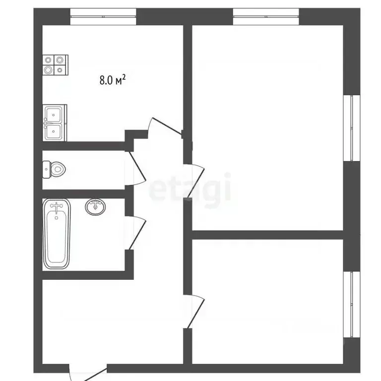 2-к кв. Мордовия, Рузаевка ул. Петрова, 20 (60.0 м) - Фото 2