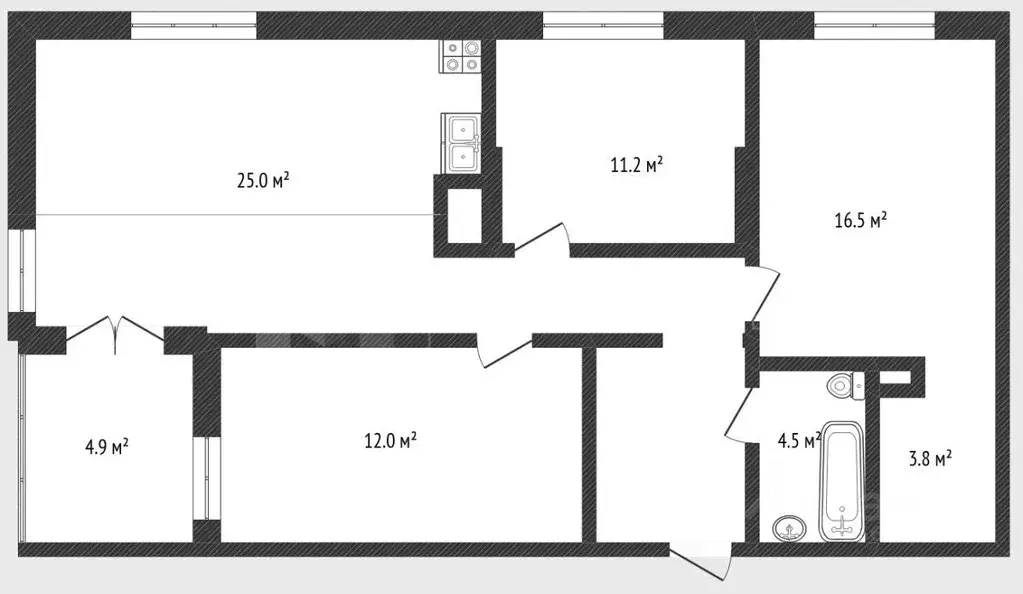 Квартира, 3 комнаты, 86 м - Фото 0