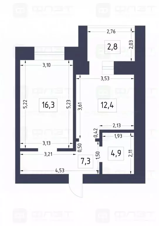 1-к кв. Татарстан, Казань ул. Патриса Лумумбы, 62а (43.7 м) - Фото 2
