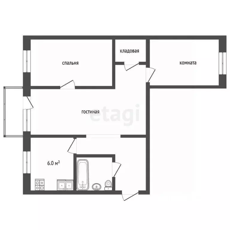 3-к кв. Тюменская область, Тюмень ул. Щорса, 11 (56.5 м) - Фото 1