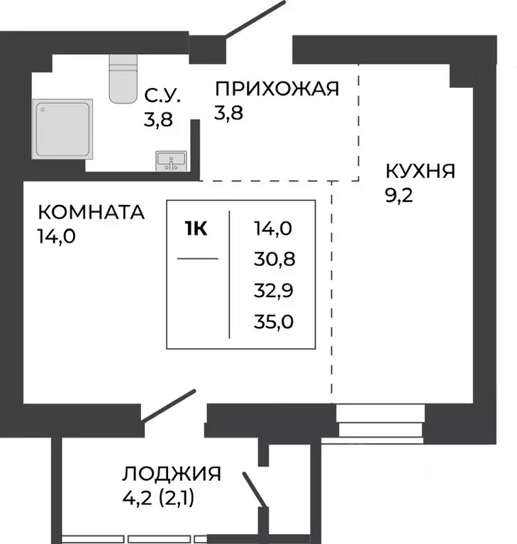 1-к кв. Алтайский край, Барнаул ул. Шумакова, 7к2 (32.9 м) - Фото 0