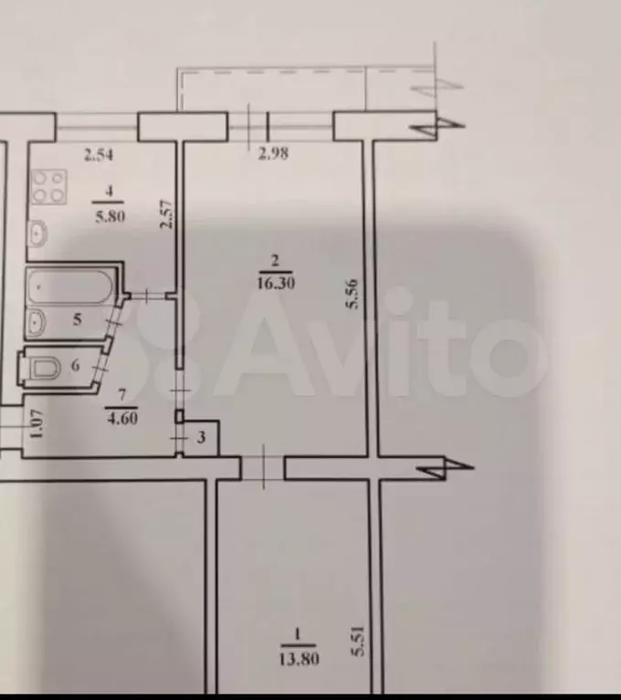 2-к. квартира, 44,5 м, 3/5 эт. - Фото 0