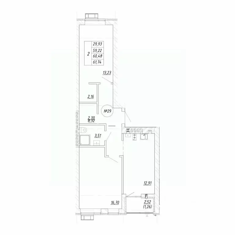 2-к кв. Калининградская область, Зеленоградск  (61.74 м) - Фото 1