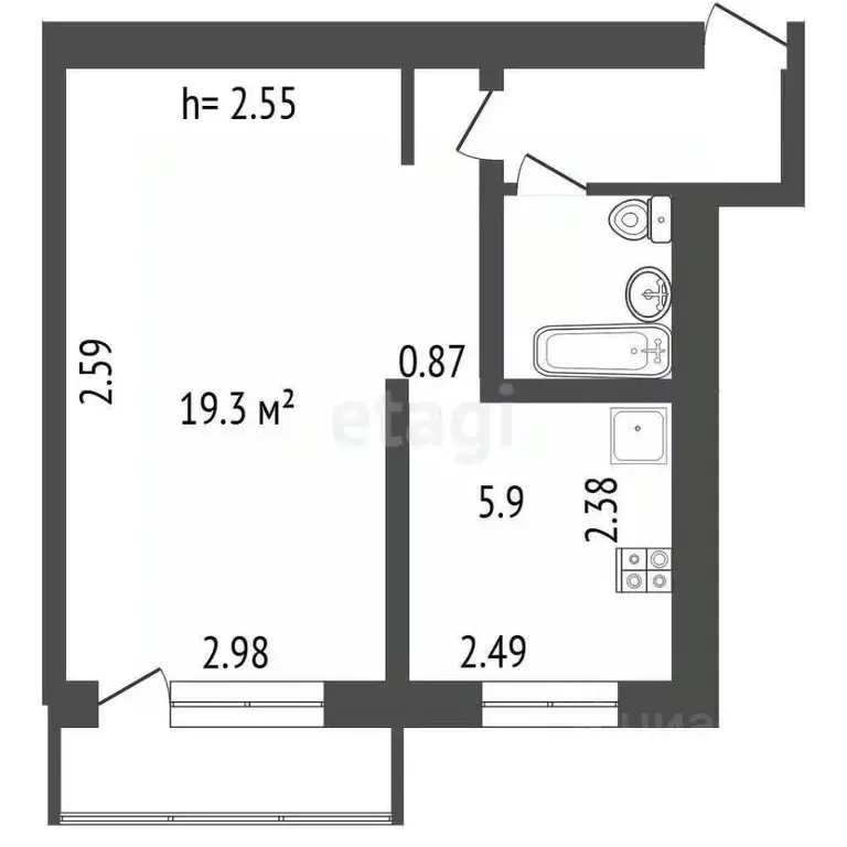 1-к кв. Владимирская область, Ковров ул. Лопатина, 44 (32.6 м) - Фото 0
