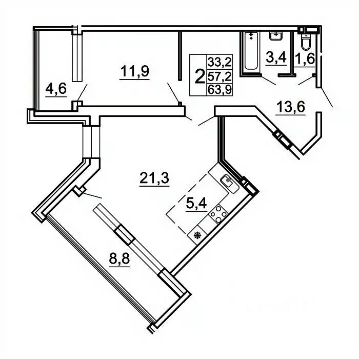 2-к кв. Приморский край, Владивосток Лесная ул., 1В/1 (63.9 м) - Фото 1