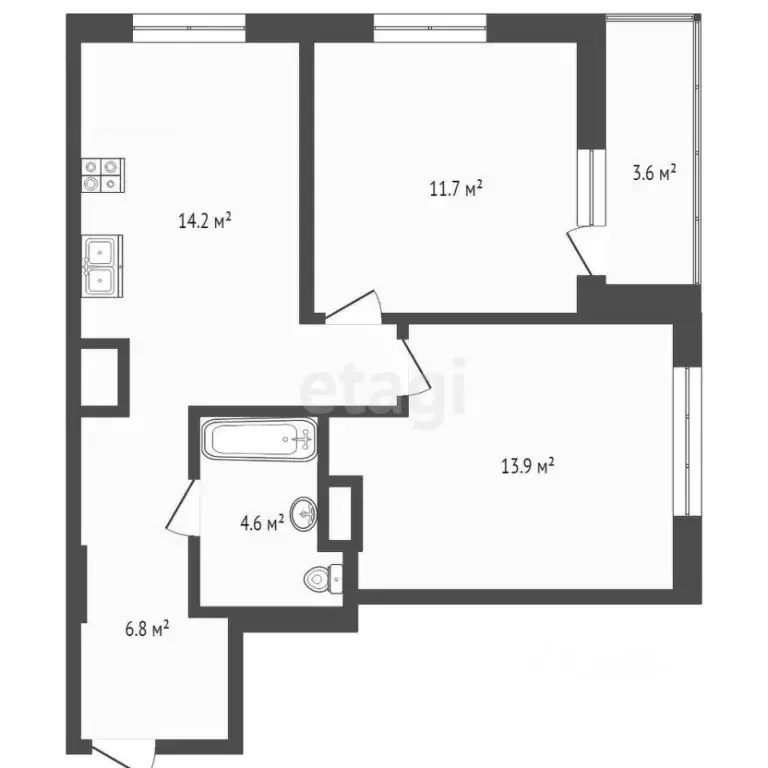 2-к кв. Тюменская область, Тюмень Интернациональная ул., 197В (50.0 м) - Фото 1