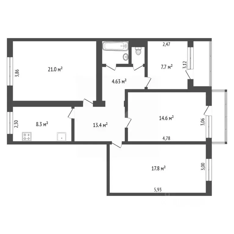 4-к кв. Амурская область, Благовещенск ул. Горького, 136 (86.4 м) - Фото 2