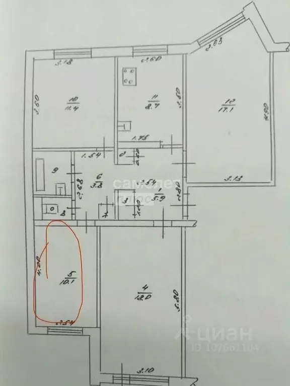 4-к кв. Липецкая область, Липецк ул. П.А. Папина, 39 (80.2 м) - Фото 2