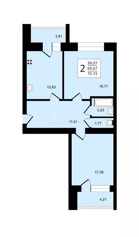 2-комнатная квартира: Владимир, улица Родионовка, 6 (73.73 м) - Фото 0