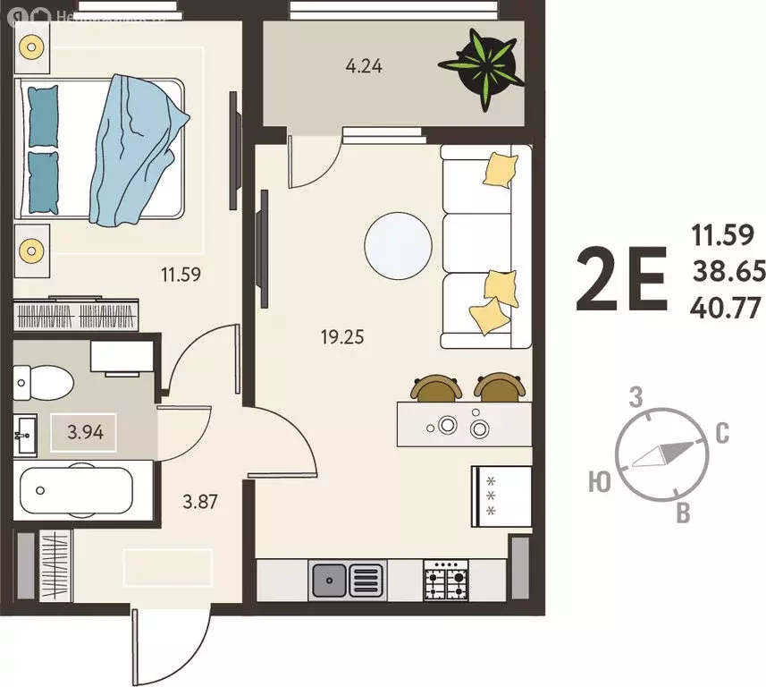 1-комнатная квартира: Курск, микрорайон Курского Завода Тракторных ... - Фото 1