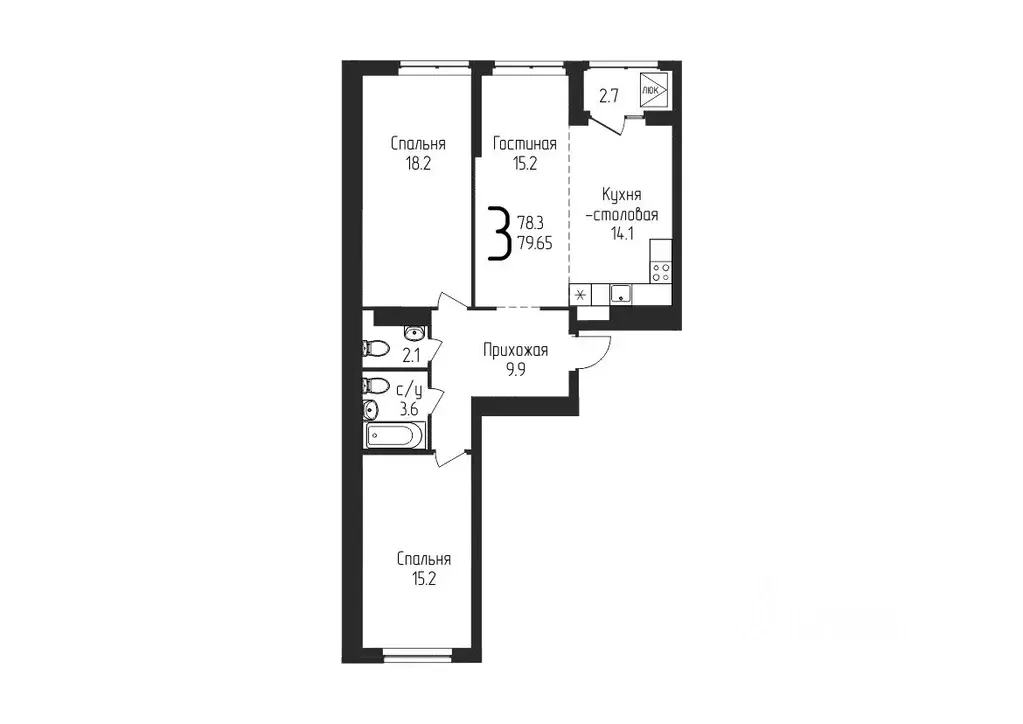 3-к кв. Башкортостан, Уфа ул. Бородинская, 19 (79.65 м) - Фото 1