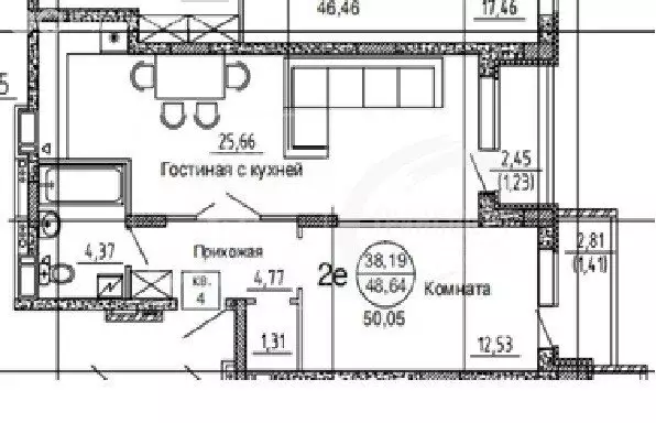 2-комнатная квартира: Воронеж, улица Независимости, 78Бк2 (48.4 м) - Фото 1